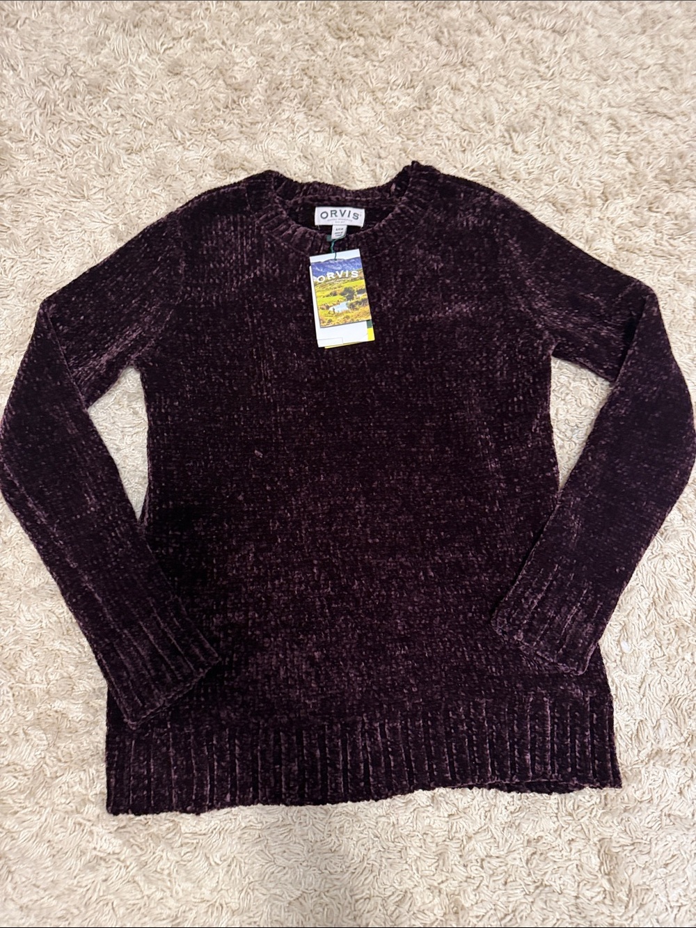 Orvis Women's Chenille Crewneck Sweater - Plum NWT